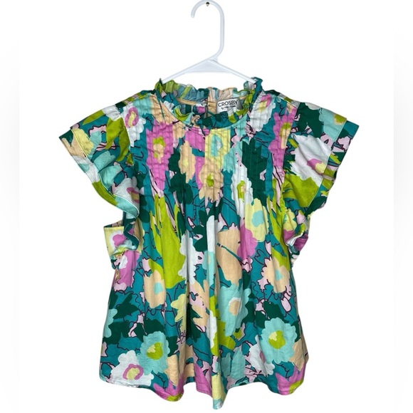 Crosby By Mollie Burch Elsie Top In Spring Meadow Size Medium Flutter Sleeve - Picture 2 of 9